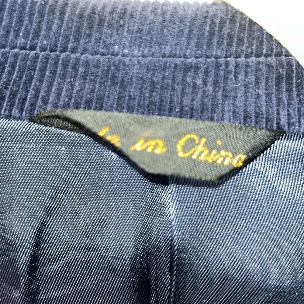 Sharp Sheplers navy blue corduroy western blazer sport coat elbow patches 42L
